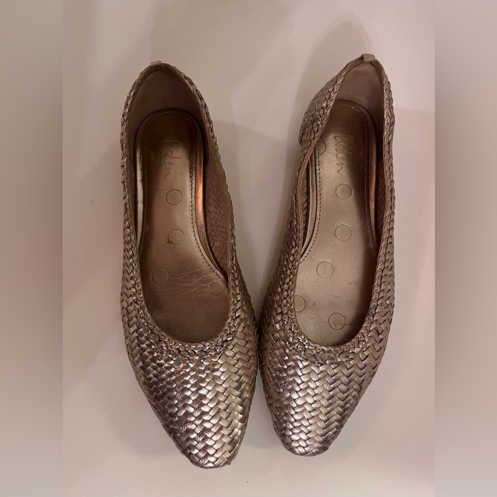 Boden Gold Woven Leather Flats 38 - Picture 8 of 11